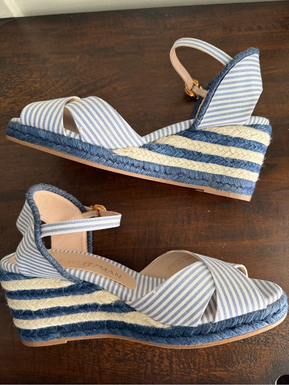 NWOT Stuart Weitzman Mirela Nautical Stripe Wedge - Picture 7 of 9